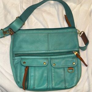 Fossil Turquoise Leather Hobo Bag